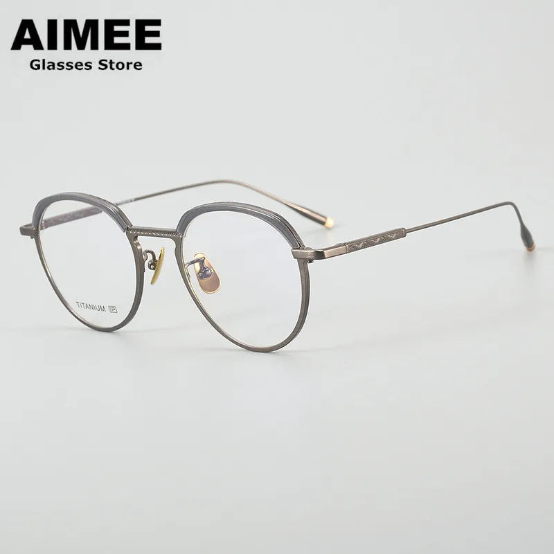 Aimee Unisex Full Rim Square Oval Titanium Acetate Eyeglasses 14346 Full Rim Aimee Grey  