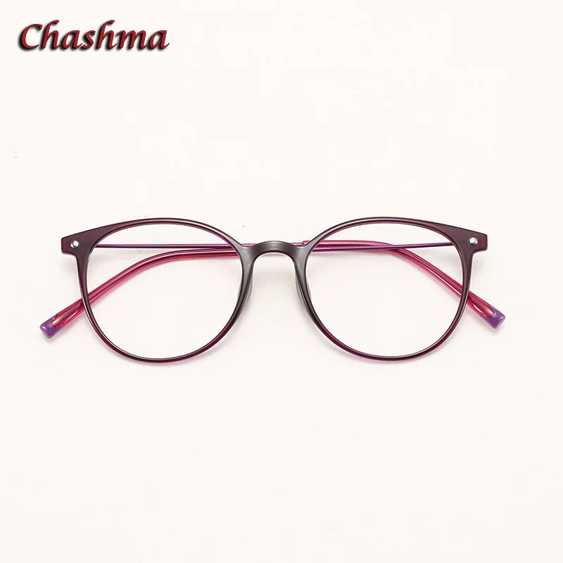 Chashma Ochki Unisex Youth Full Rim Round Ultem Eyeglasses 2149 Full Rim Chashma Ochki Purple  