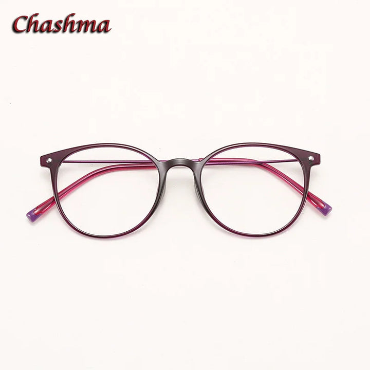 Chashma Ochki Unisex Youth Full Rim Round Ultem Eyeglasses 2149 Full Rim Chashma Ochki Purple  