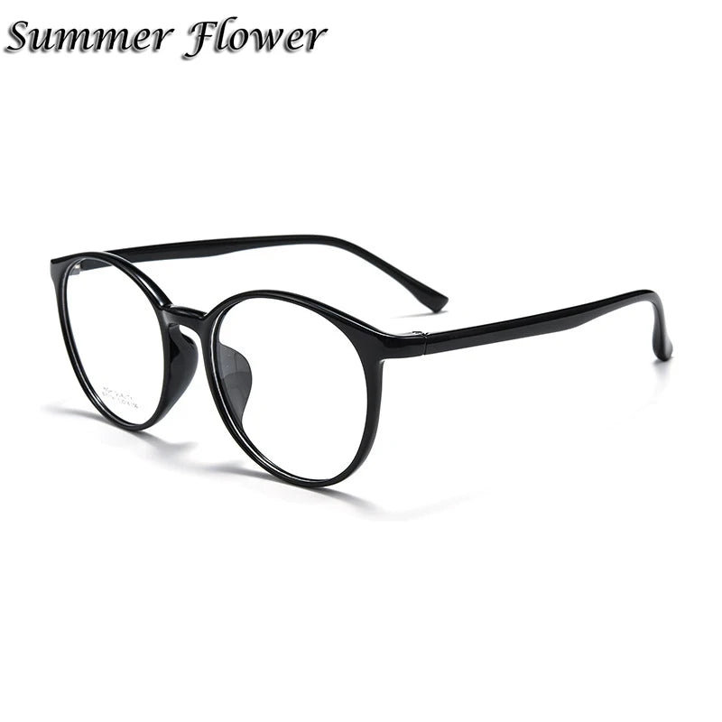 Summer Flower Women's Full Rim Round Tr 90 Titanium Eyeglasses 51047