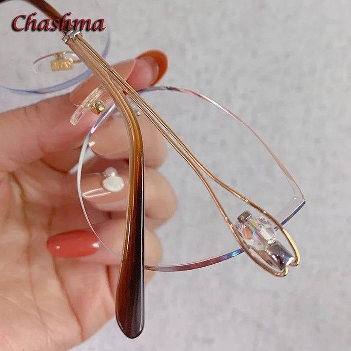 Chashma Ochki Women's Rimless Cat Eye Titanium Eyeglasses 1337 Rimless Chashma Ochki   