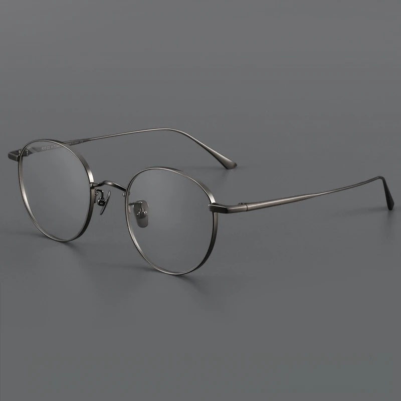 Yimaruili Unisex Full Rim Oval Round Titanium Eyeglasses 19835 Full Rim Yimaruili Eyeglasses Gun