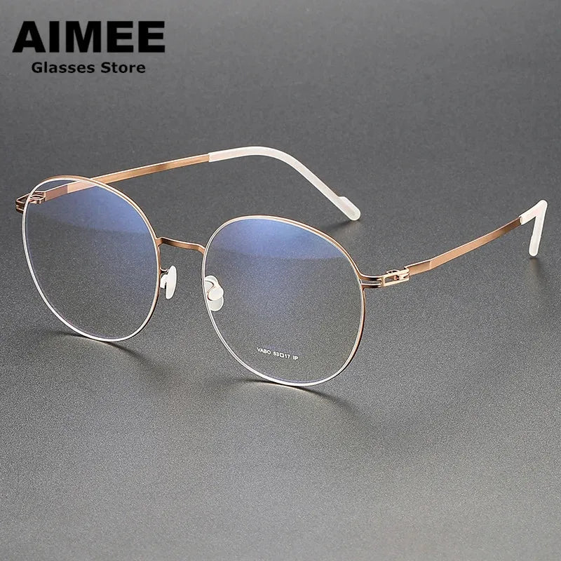 Aimee Women's Full Rim Round Stainless Steel Eyeglasses 2212 Full Rim Aimee Rose Golden  