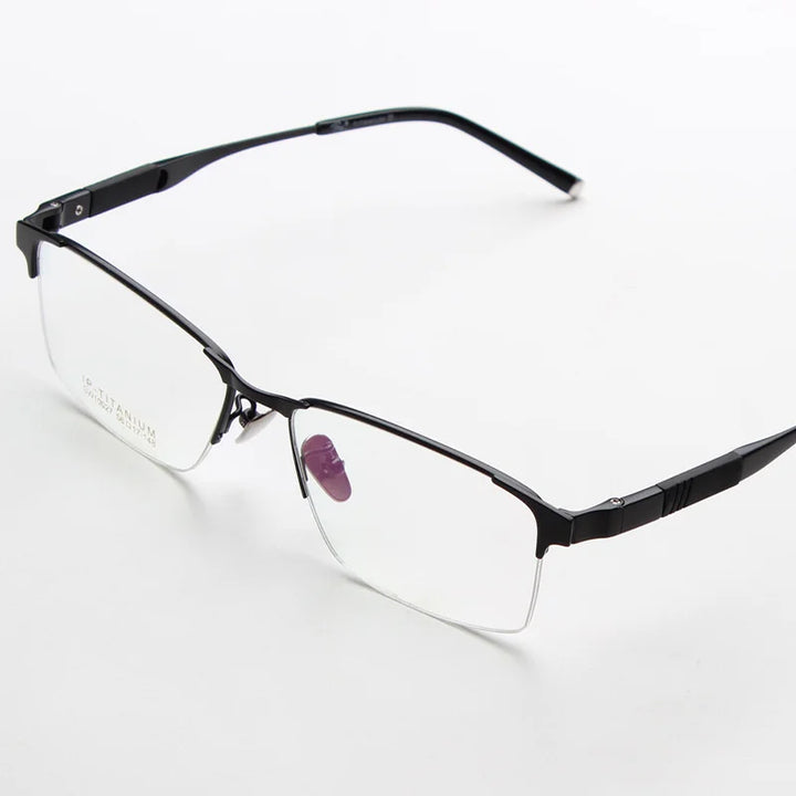 Chashma Ochki Men's Semi Rim Square Titanium Eyeglasses 100274