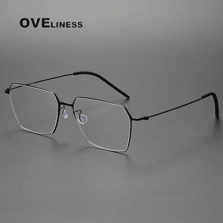 Oveliness Unisex Full Rim Flat Top Square Titanium Eyeglasses O5514 Full Rim Oveliness black  