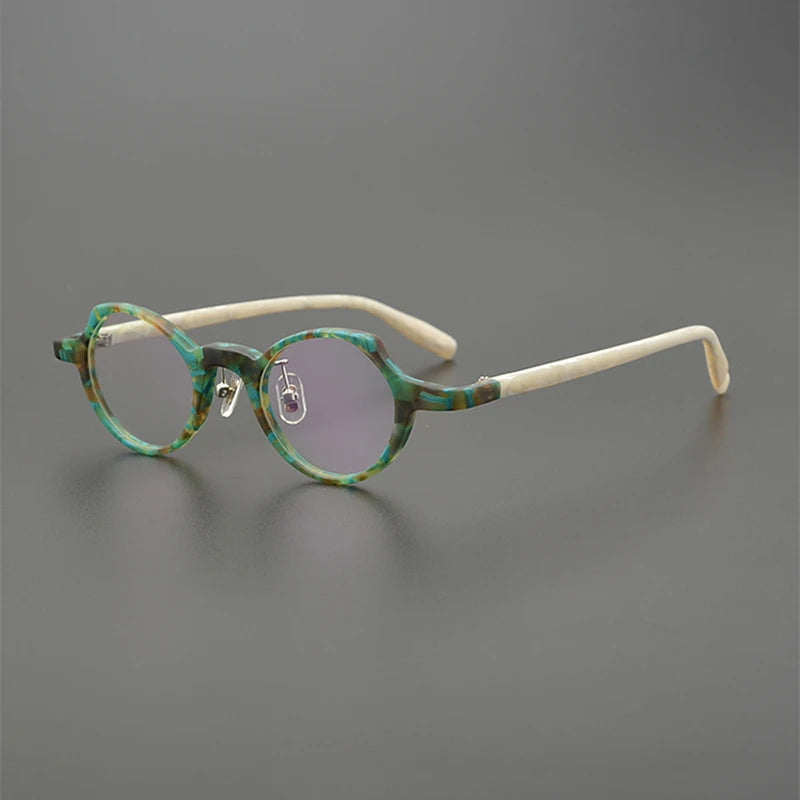 Nobler Unisex Full Rim Small Irregular Round Frosted Acetate Eyeglasses 19280 Full Rim Nobler C5  