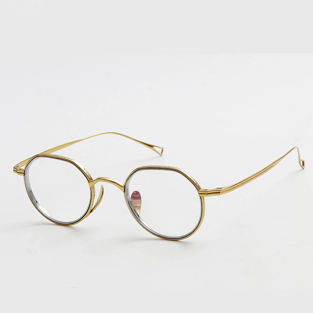 Black Mask Women's Full Rim Flat Top Round Titanium Eyeglasses 361221