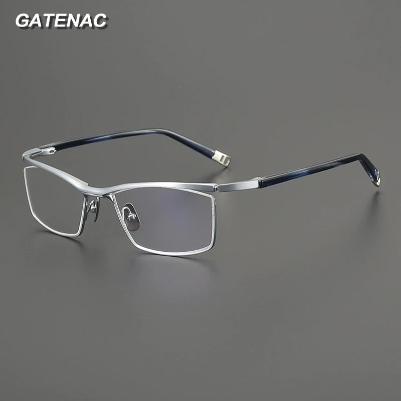 Gatenac Unisex Semi Rim Square Brow Line Titanium Eyeglasses Gxyj2663