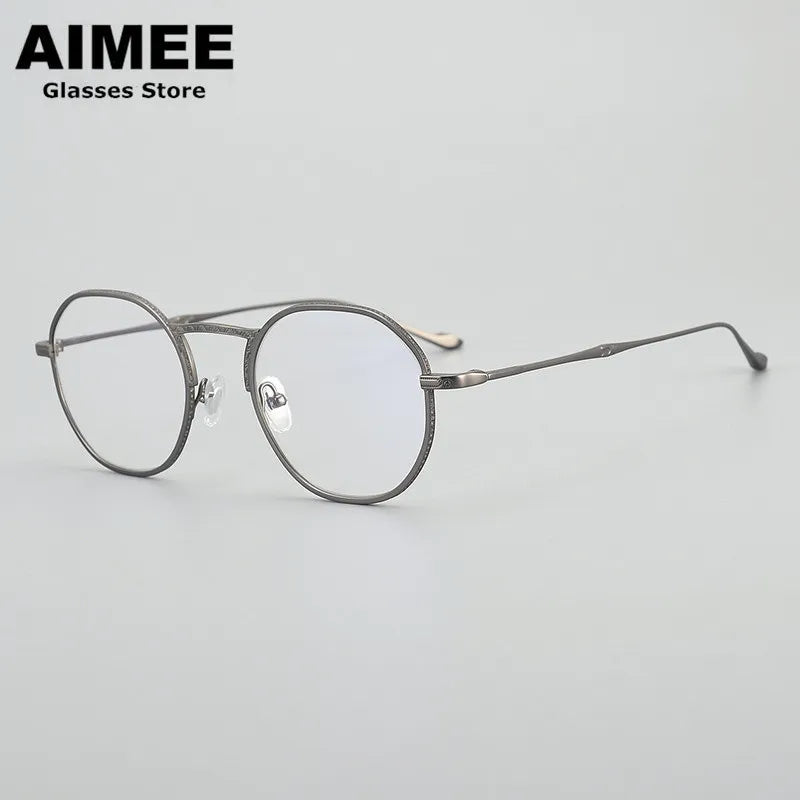 Aimee Unisex Full Rim Irregular Round Titanium Eyeglasses 5923 Full Rim Aimee   