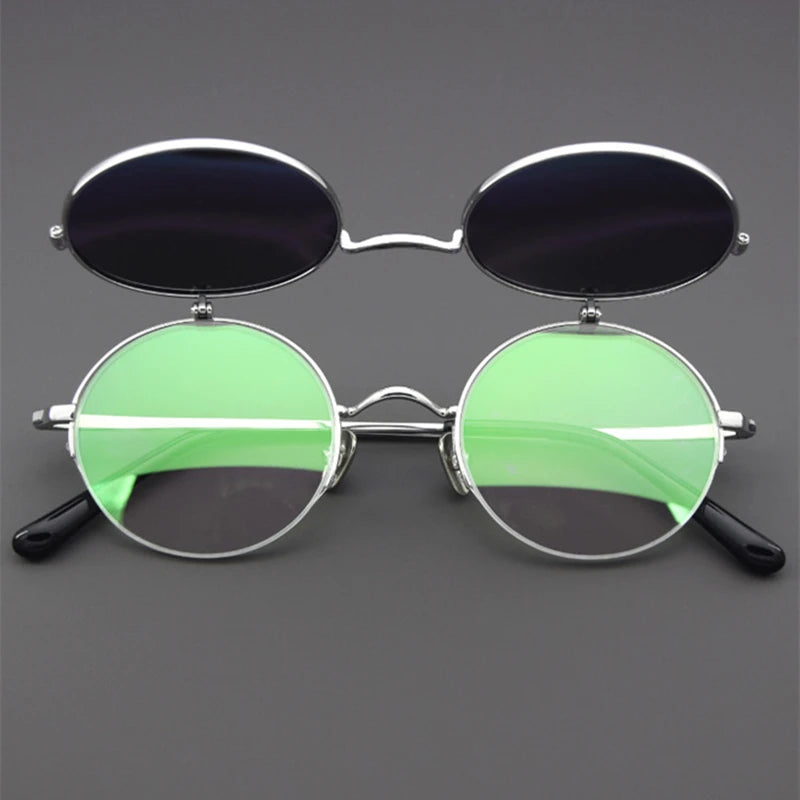 Blackmask Unisex Round Titanium Eyeglasses with Polarized Clip-On Sunglasses BM-KM54