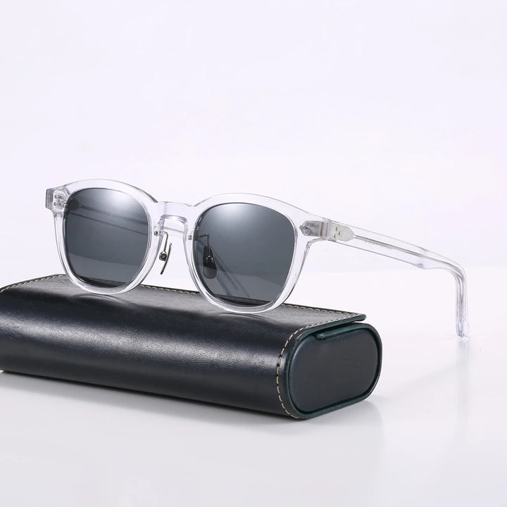 Black Mask Men Full Rim Square Acetate Polarized Sunglasses Fuz 17