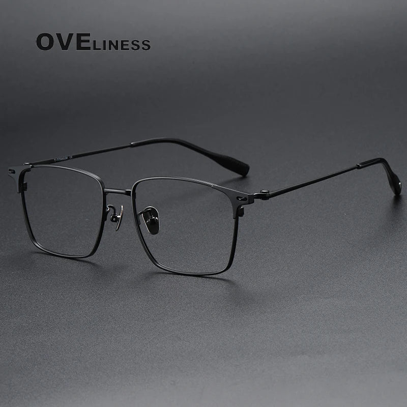 Oveliness Men's Full Rim Square Titanium Eyeglasses 8108 Full Rim Oveliness black  