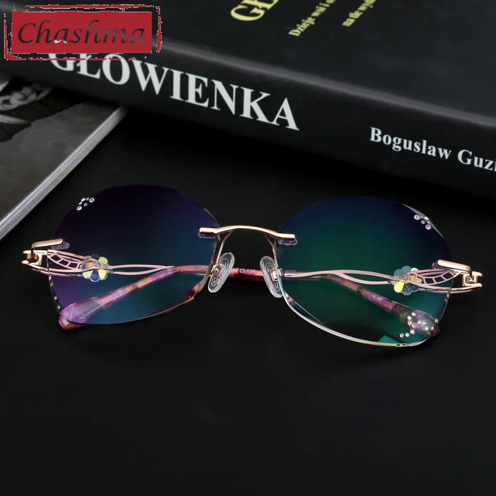 Chashma Women's Rimless Butterfly Oval Titanium Eyeglasses 778007
