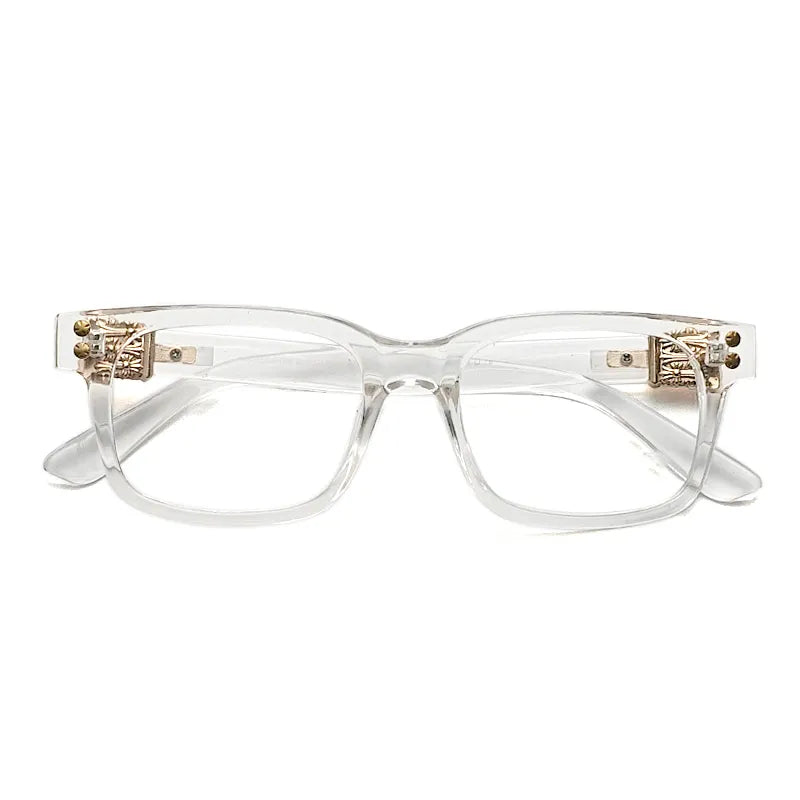 Kocolior Unisex Full Rim Square Acetate Alloy Hyperopic Reading Glasses 2276 Reading Glasses Kocolior White +25 