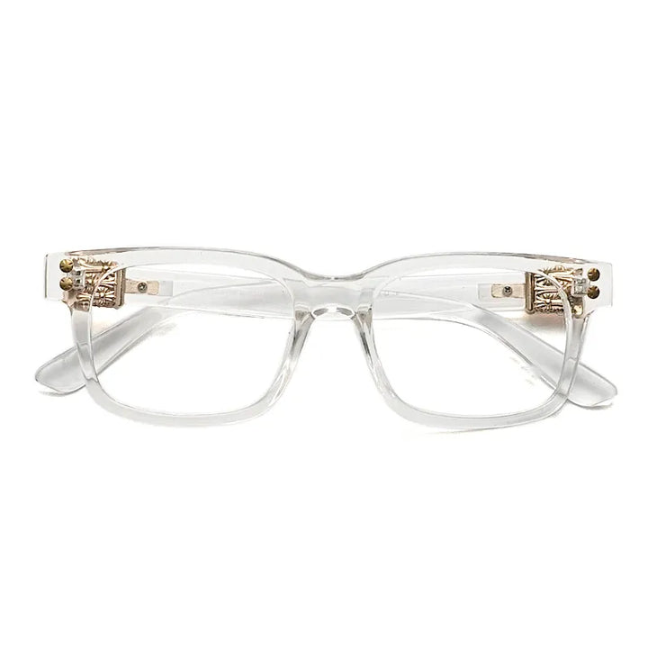 Kocolior Unisex Full Rim Square Acetate Alloy Hyperopic Reading Glasses 2276 Reading Glasses Kocolior White +25 