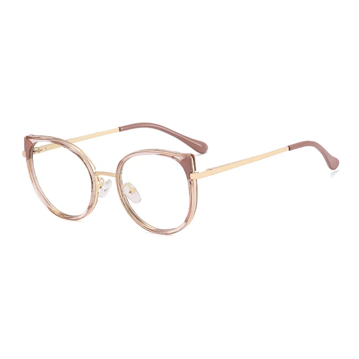 Ralferty Women's Full Rim Round Cat Eye Alloy Acetate Eyeglasses R9769 Full Rim Ralferty C2 Brown Cameo CN 