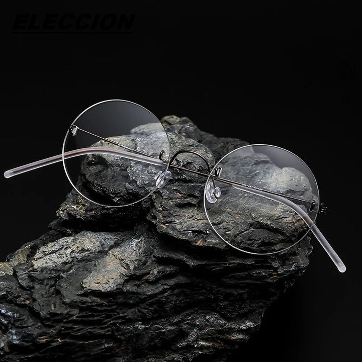 Eleccion Women's Rimless Round Screwless Titanium Eyeglasses 44356 Rimless Eleccion