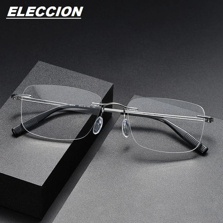 Eleccion Women's Rimless Square Titanium Eyeglasses 80959 Rimless Eleccion