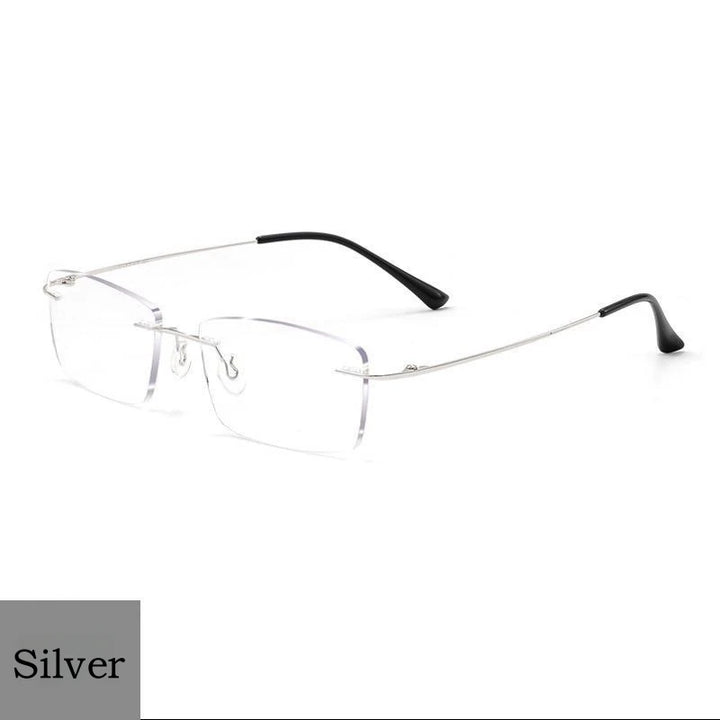 Yimaruili Unisex Rimless Square Alloy Reading Glasses 8171 Reading Glasses Yimaruili Eyeglasses Silver +100