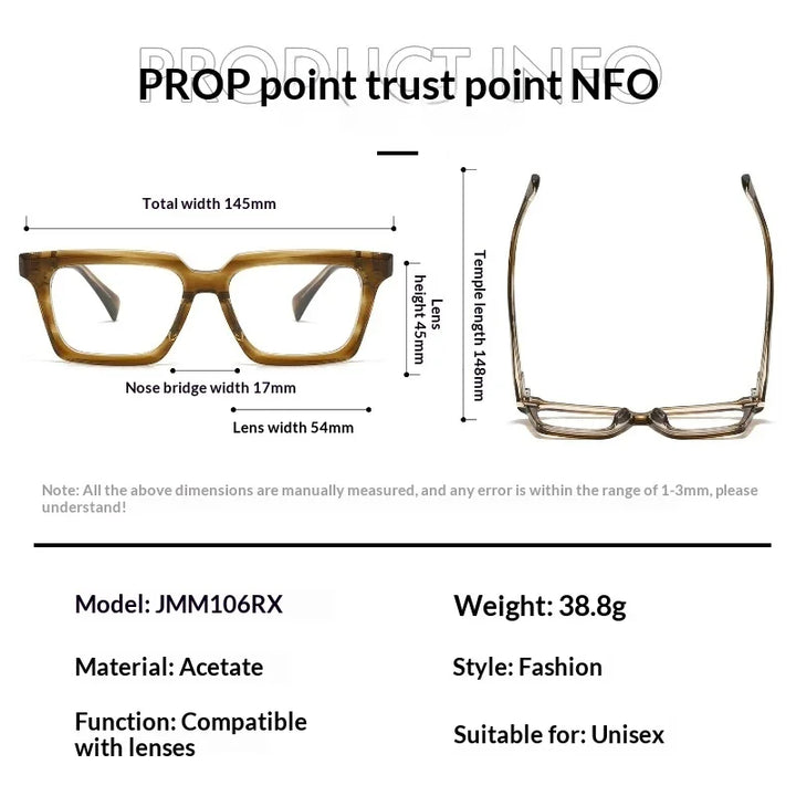 Muzz JMM106rx unisex square acetate prescription eyeglasses — view 2
