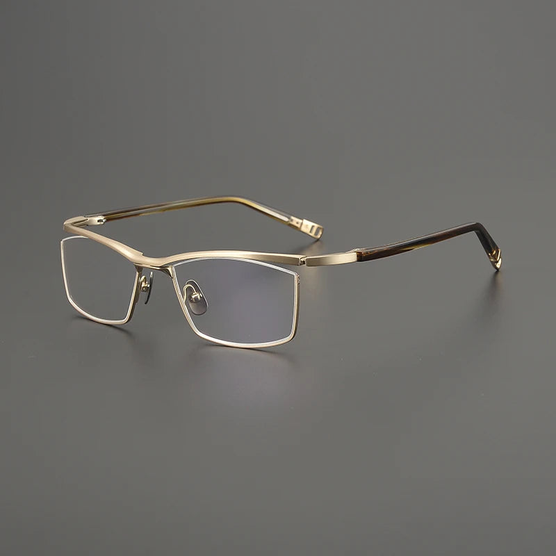 Gatenac Unisex Full Rim Square Brow Line Titanium Eyeglasses Gxyj1579