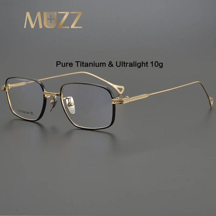 Muzz Men's Full Rim Square Titanium Acetate Eyeglasses 20454