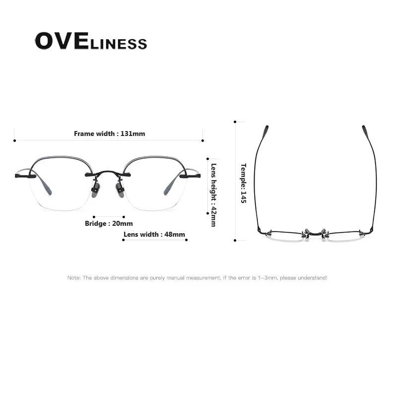 Oveliness Women's Semi Rim Polygon Oval Titanium Eyeglasses 71312 Semi Rim Oveliness