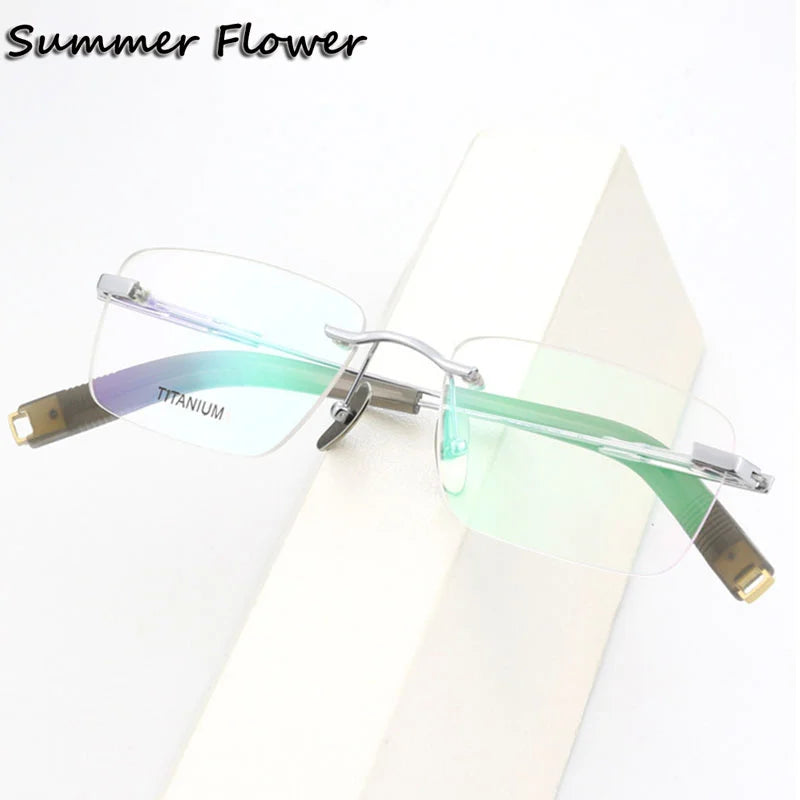 Summer Flower Women's Rimless Square Titanium Eyeglasses 82312 Rimless Summer Flower