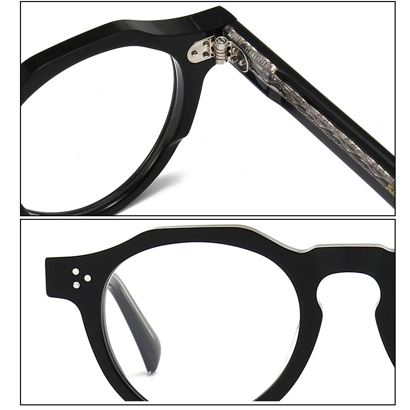 Black Mask Unisex Full Rim Round Acetate Eyeglasses R516 Full Rim Black Mask   
