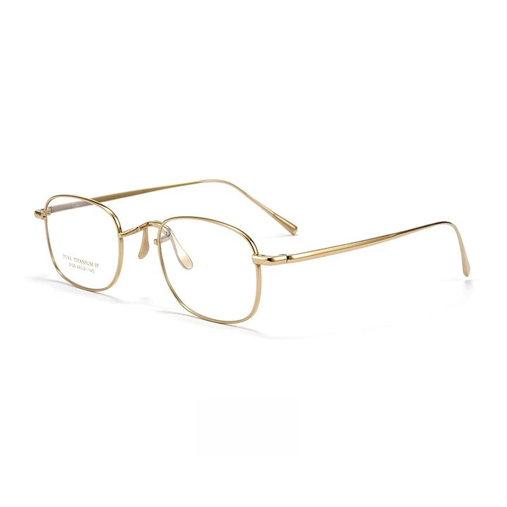 Yimaruili Women's Full Rim Oval Square Titanium Eyeglasses 2129 Full Rim Yimaruili Eyeglasses Gold  