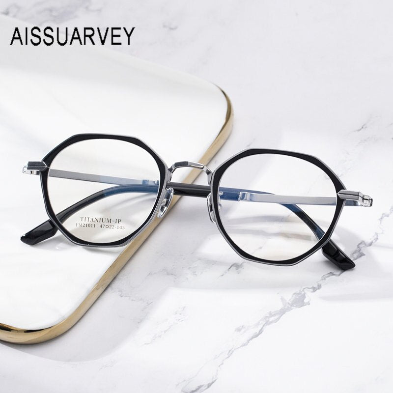 Aissuarvey Unisex Full Rim Small Round Titanium Eyeglasses 4722145 Full Rim Aissuarvey Eyeglasses   