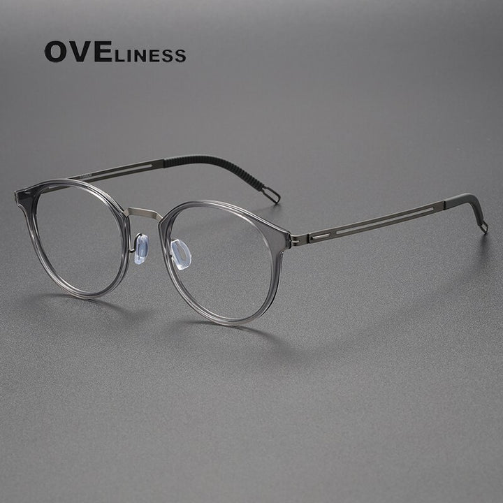 Oveliness Unisex Full Rim Oval Titanium Eyeglasses 8202306 Full Rim Oveliness grey gun  