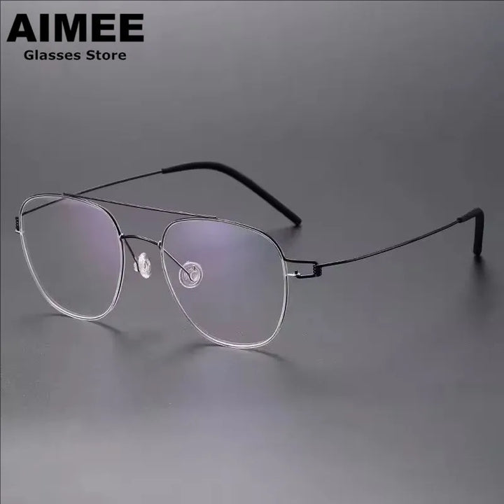 Aimee Unise Full Rim Square Double Bridge Titanium Eyeglasses 398201