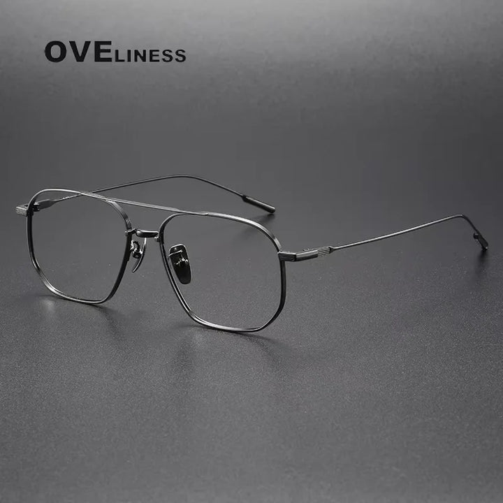 Oveliness Women's Full Rim Square Double Bridge Titanium Eyeglasses 13317