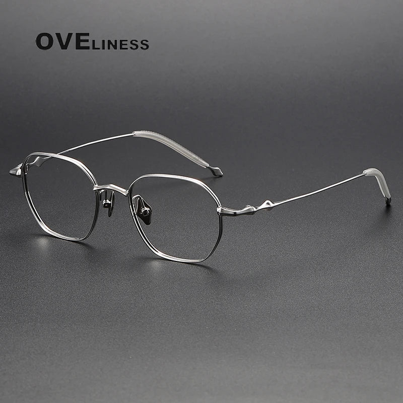 Oveliness Unisex Full Rim Polygon Titanium Eyeglasses 4220 Full Rim Oveliness silver  