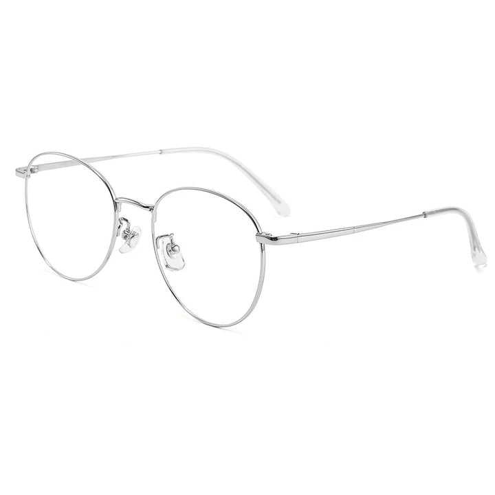 KatKani Women's Full Rim Round Titanium Eyeglasses 121218 Full Rim KatKani Eyeglasses Silver  