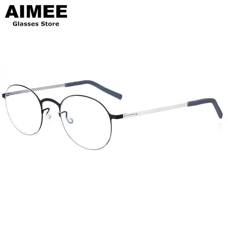 Aimee Women's Full Rim Round Screwless Titanium Eyeglasses 198808