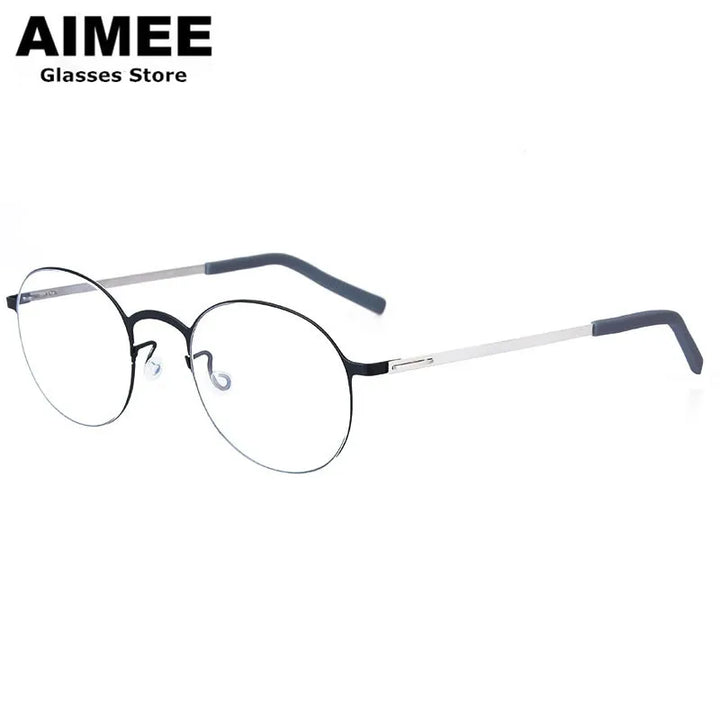 Aimee Women's Full Rim Round Screwless Titanium Eyeglasses 198808