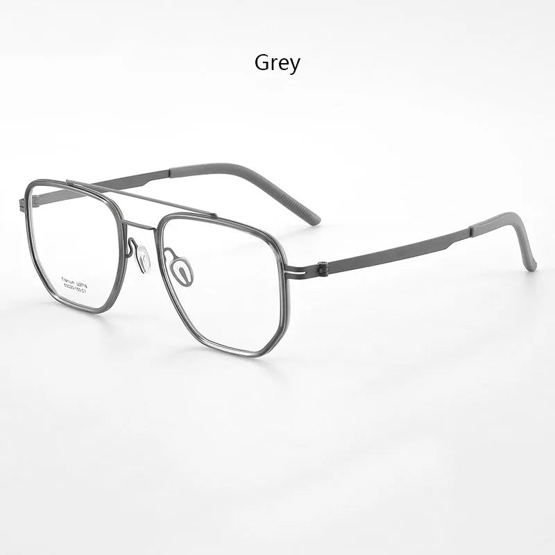 Hdcrafter Men's Full Rim Square Double Bridge Tr 90 Titanium Eyeglasses 21797