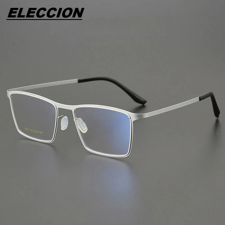 Eleccion Men's Full Rim Square Screwless Titanium Eyeglasses 6685