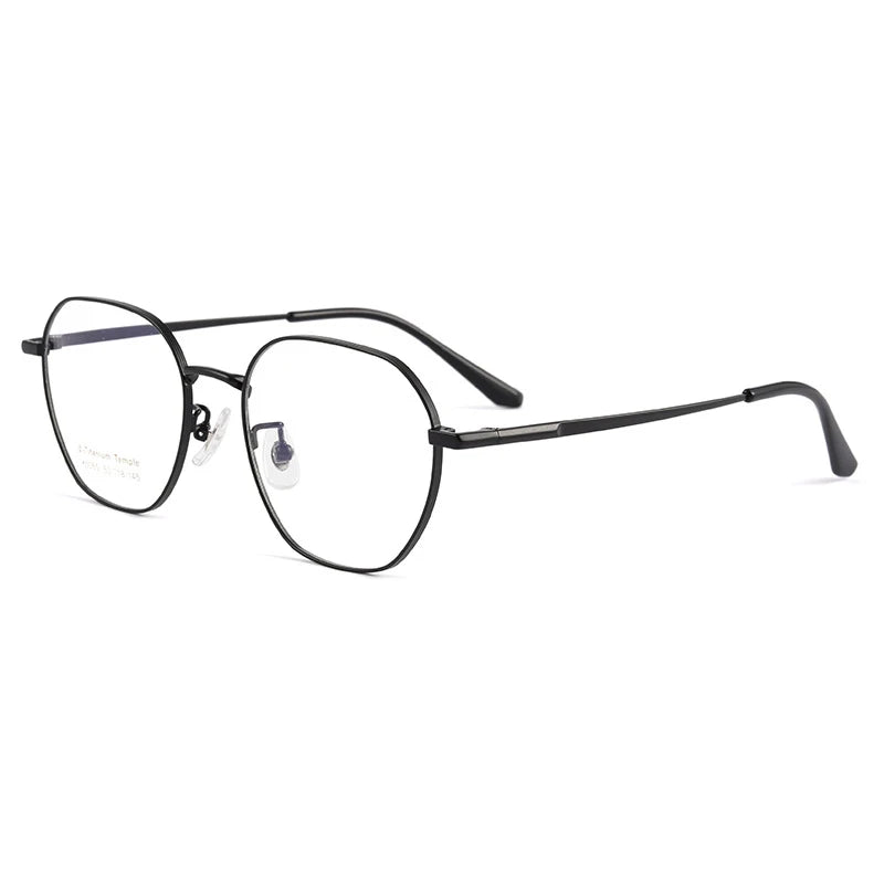 Handoer Women's Full Rim Polygon Titanium Eyeglasses 5055 Full Rim Handoer black  