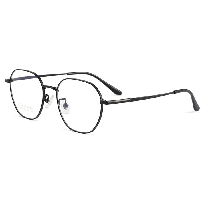 Handoer Women's Full Rim Flat Top Oval Titanium Eyeglasses 95055 Full Rim Handoer black