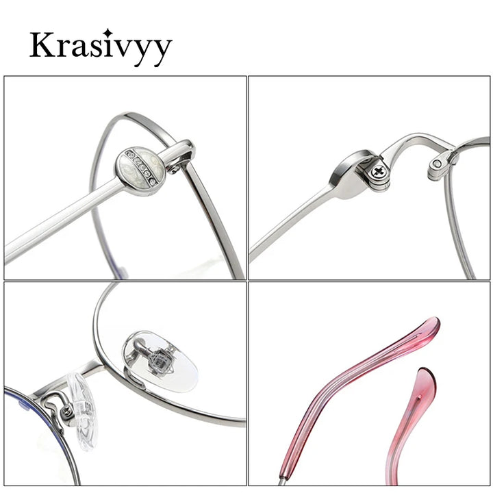 Krasivyy Women's Full Rim Flat Top Round Titanium Eyeglasses 6010 Full Rim Krasivyy   