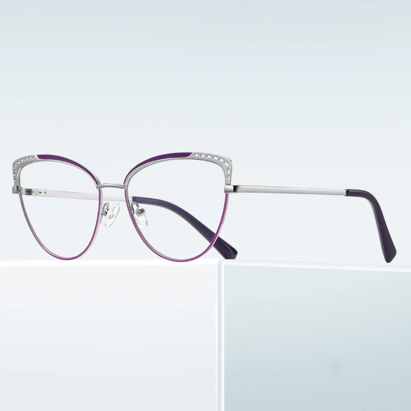 Gmei Women's Full Rim Oval Cat Eye Alloy Eyeglasses 843107 Full Rim Gmei Optical