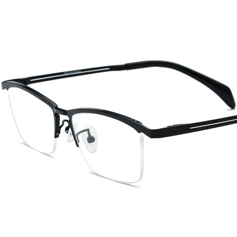 Nobler Unisex Semi Rim Square Brow Line Titanium Eyeglasses 185912