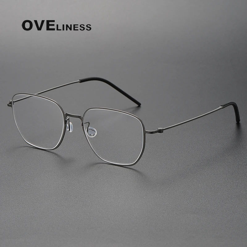 Oveliness Unisex Full Rim Oval Square Titanium Eyeglasses O5527 Full Rim Oveliness gun  