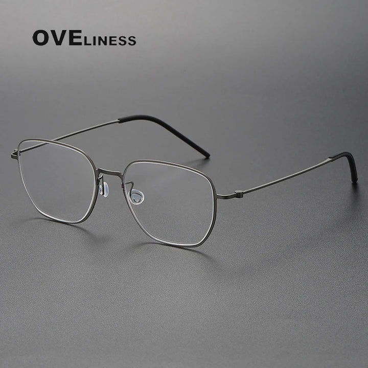 Oveliness Unisex Full Rim Oval Square Titanium Eyeglasses O5527 Full Rim Oveliness gun  