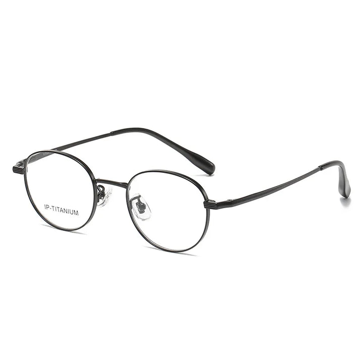 KatKani Women's Full Rim Oval Round Titanium Eyeglasses 98504 Full Rim KatKani Eyeglasses Black  