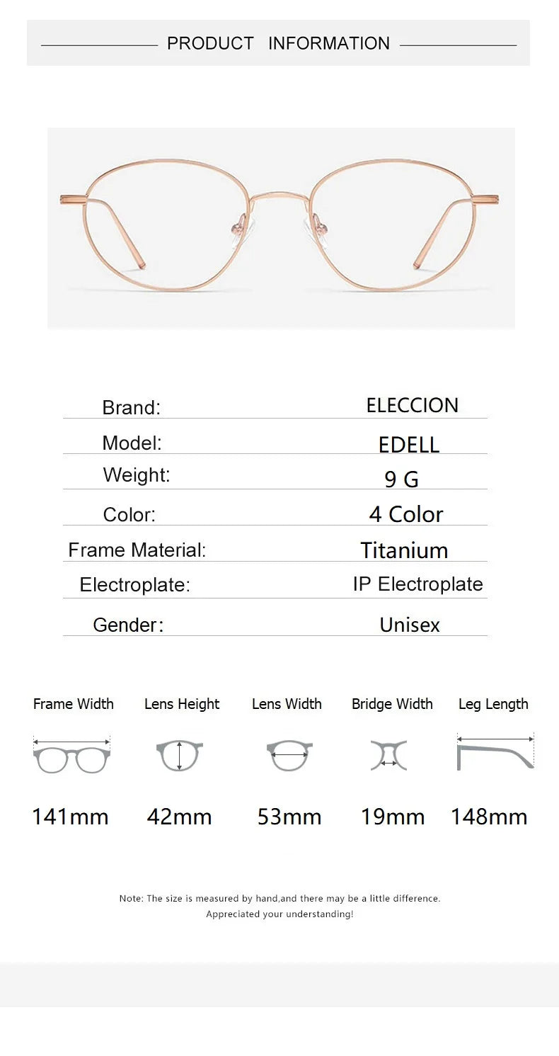 Eleccion Unisex Full Rim Oval Titanium Eyeglasses 14142