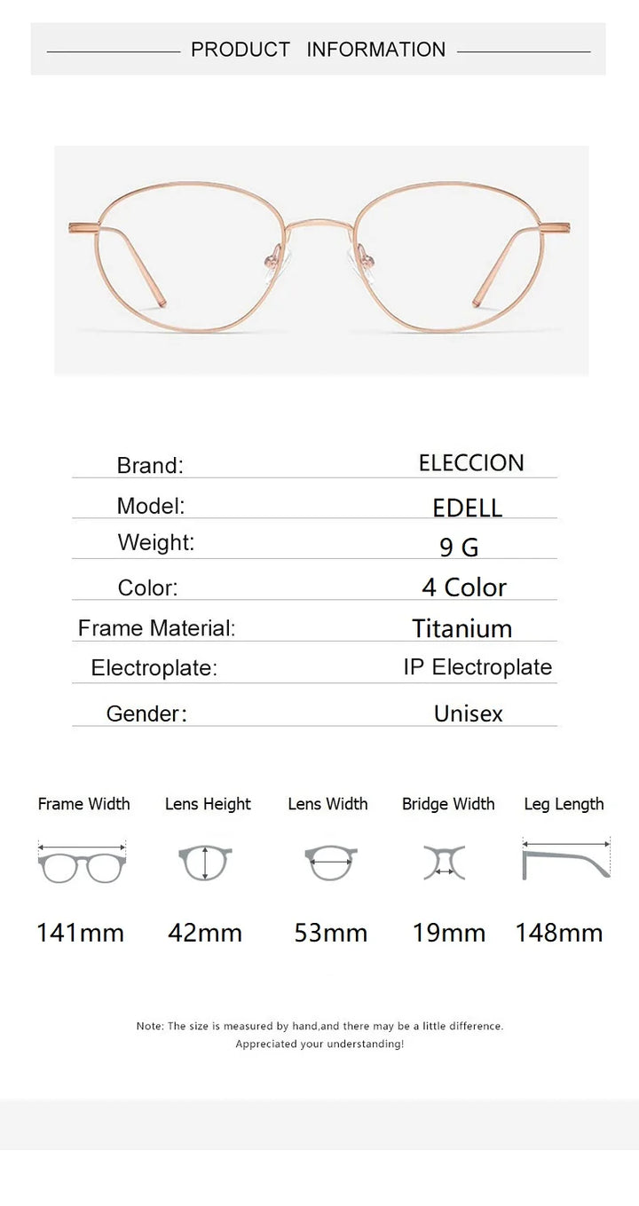 Eleccion Unisex Full Rim Oval Titanium Eyeglasses 14142